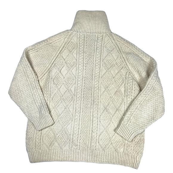 Carraig Donn Sweater Hand Knit Ireland Cable Knit Zip Cardigan Wool Women's XL - Picture 2 of 12